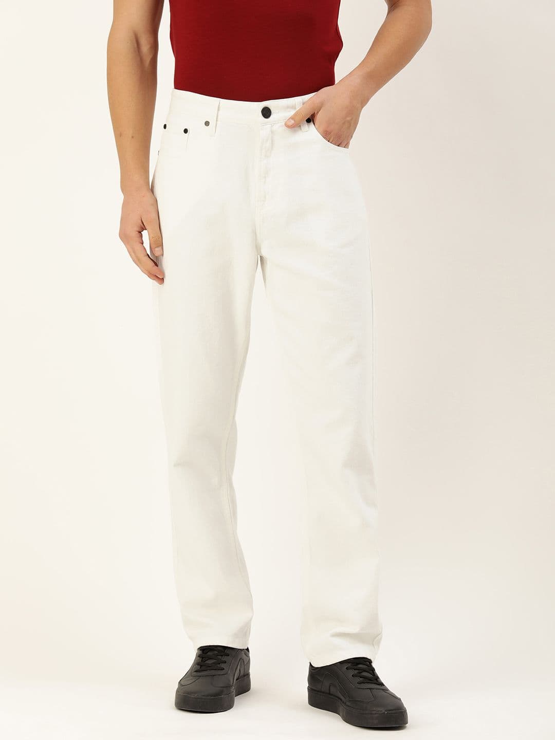Bene Kleed Men white Straight Fit Mid Rise Jeans
