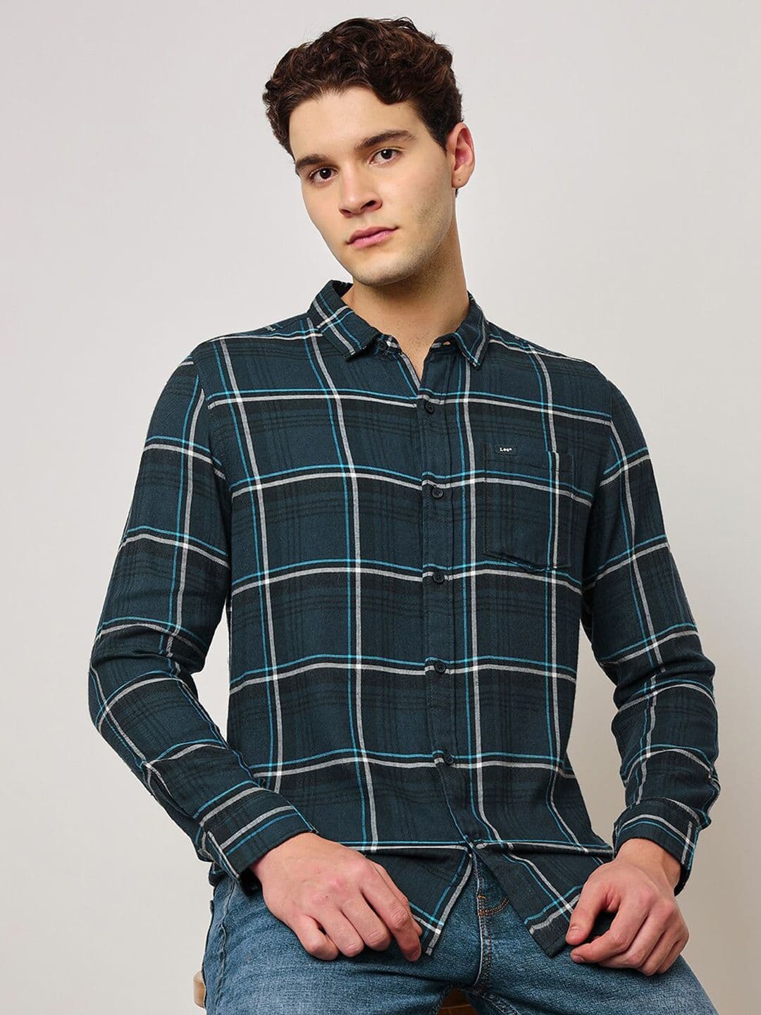 Lee Slim Fit Checked Cotton Casual Shirt - view 1