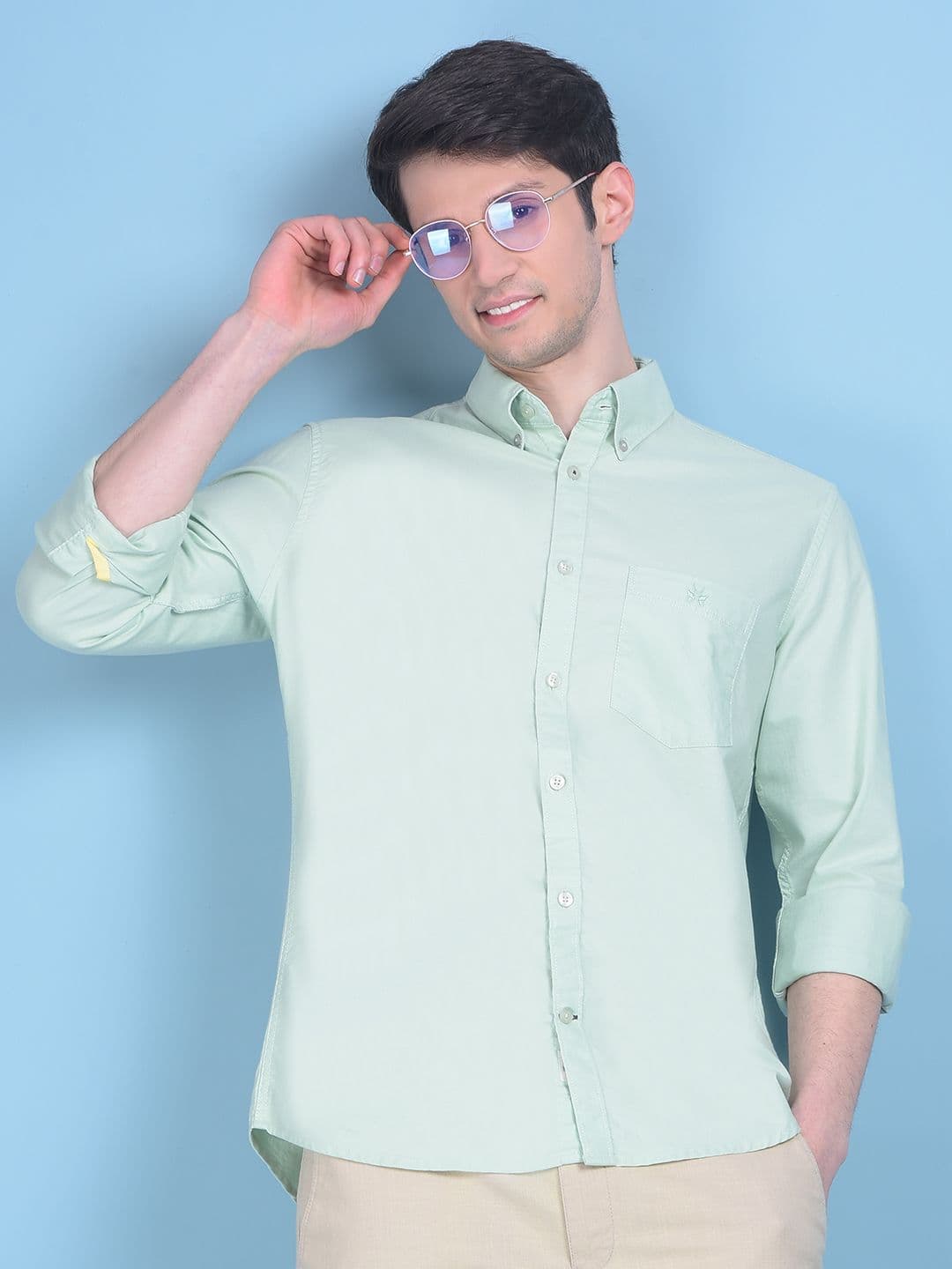 Crimsoune Club Slim Fit Button-Down Collar Long Sleeves Cotton Casual Shirt - view 1