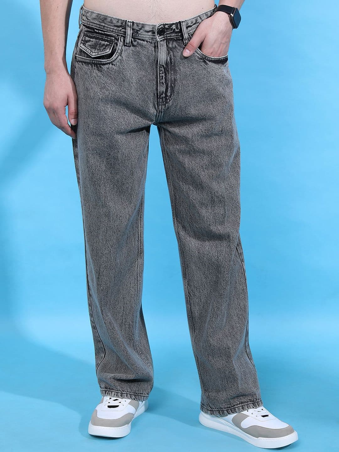 HIGHLANDER Men Grey Straight Fit Mid-Rise Clean Look Jeans - view 1