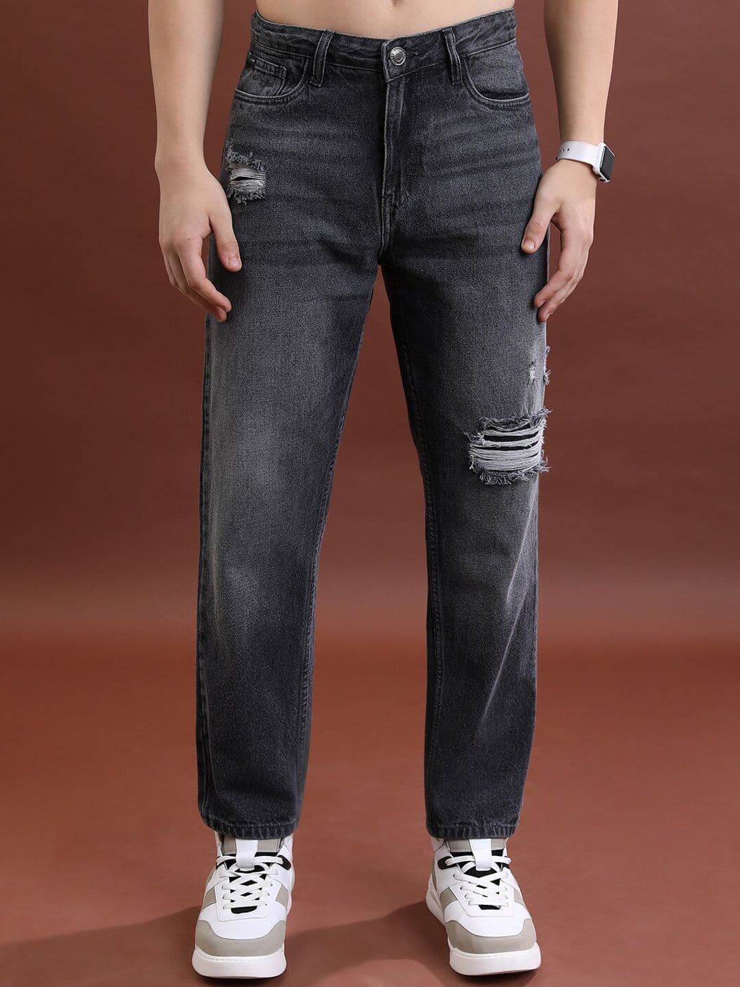 HIGHLANDER Men Straight Fit Mildly Distressed Light Fade Jeans - view 1