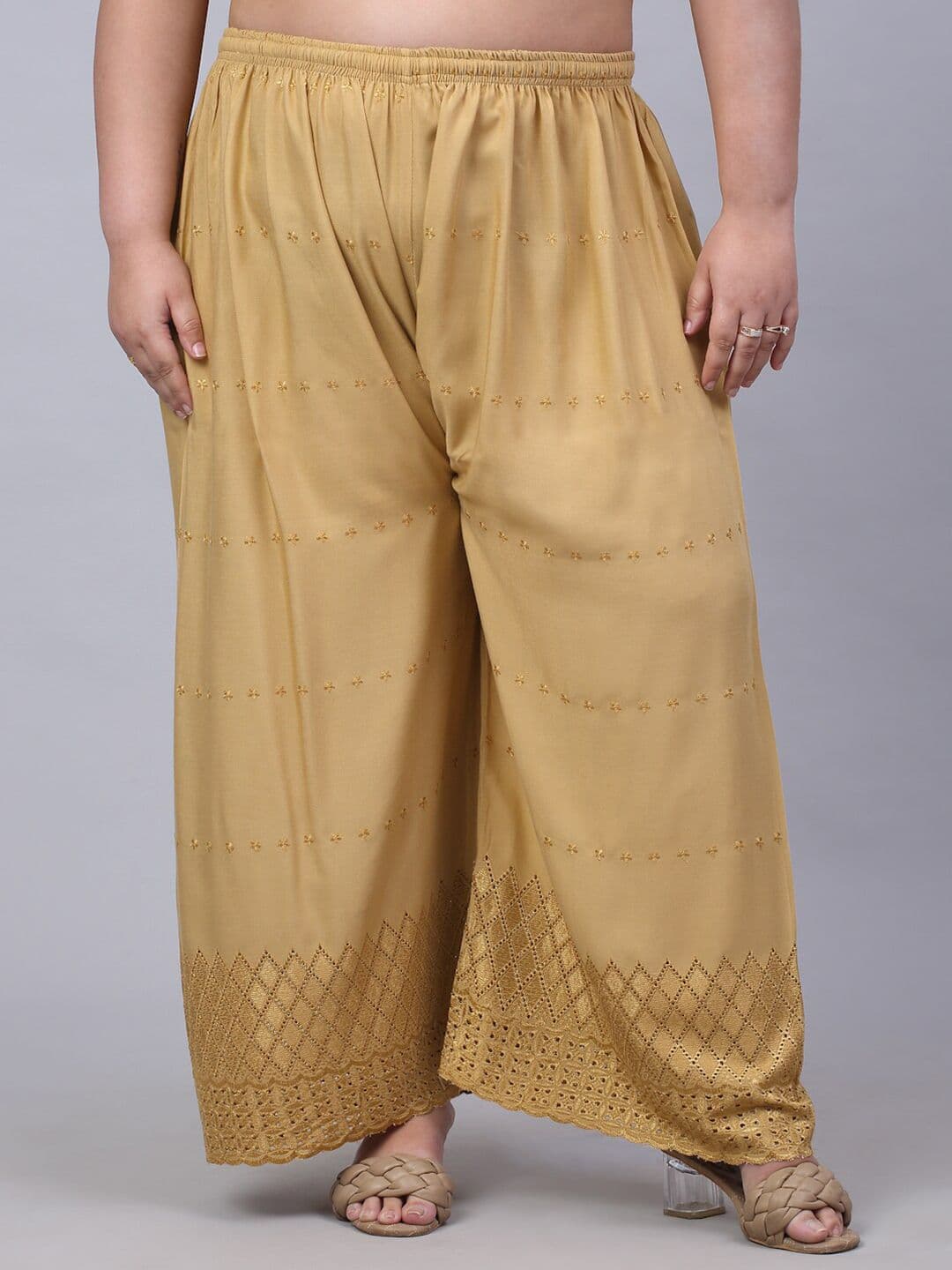 Trend Level Women Wide-Leg Geometric Hem Design Palazzos - view 1
