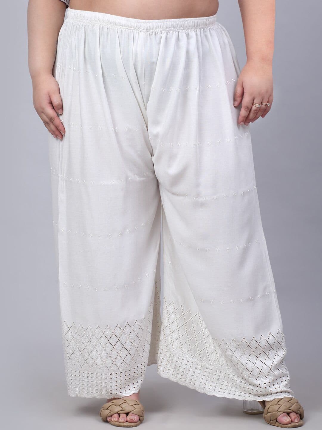 Trend Level Women Wide-Leg Geometric Hem Design Ethnic Palazzos - view 1