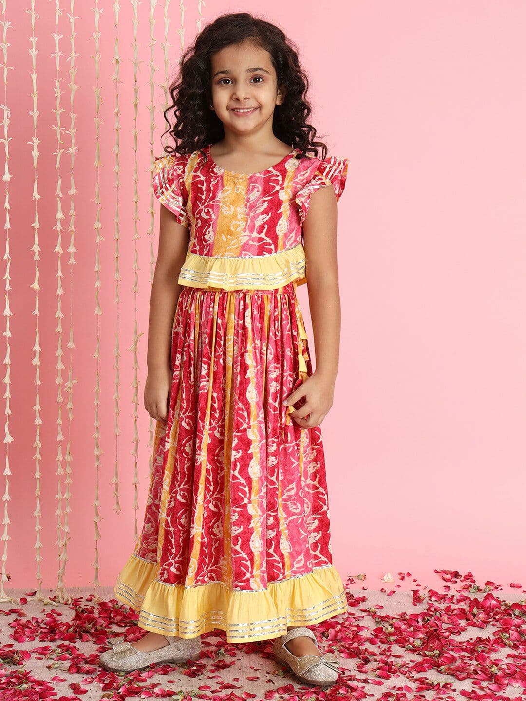 Readiprint Girls Floral Printed Gotta Patti Ready to Wear Lehenga & Blouse - view 1