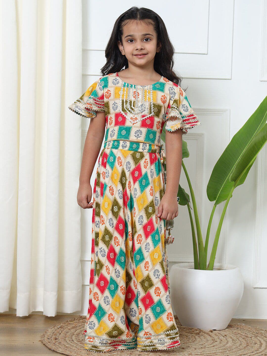 Readiprint Girls Printed Flared Sleeve Gotta Patti Ready to Wear Lehenga & Blouse - view 1