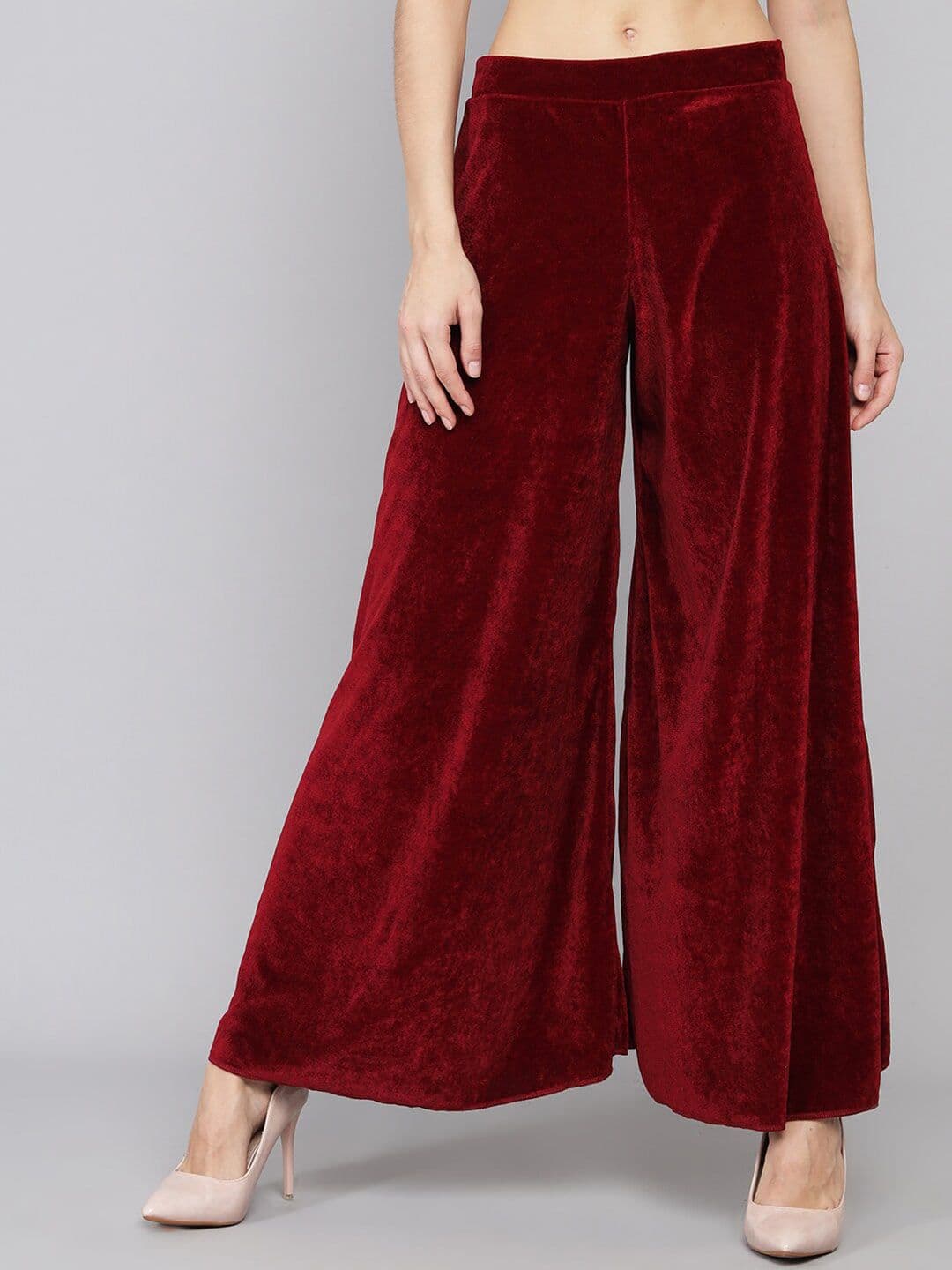 VAARARO Women Flared Knitted Velvet Palazzo - view 1