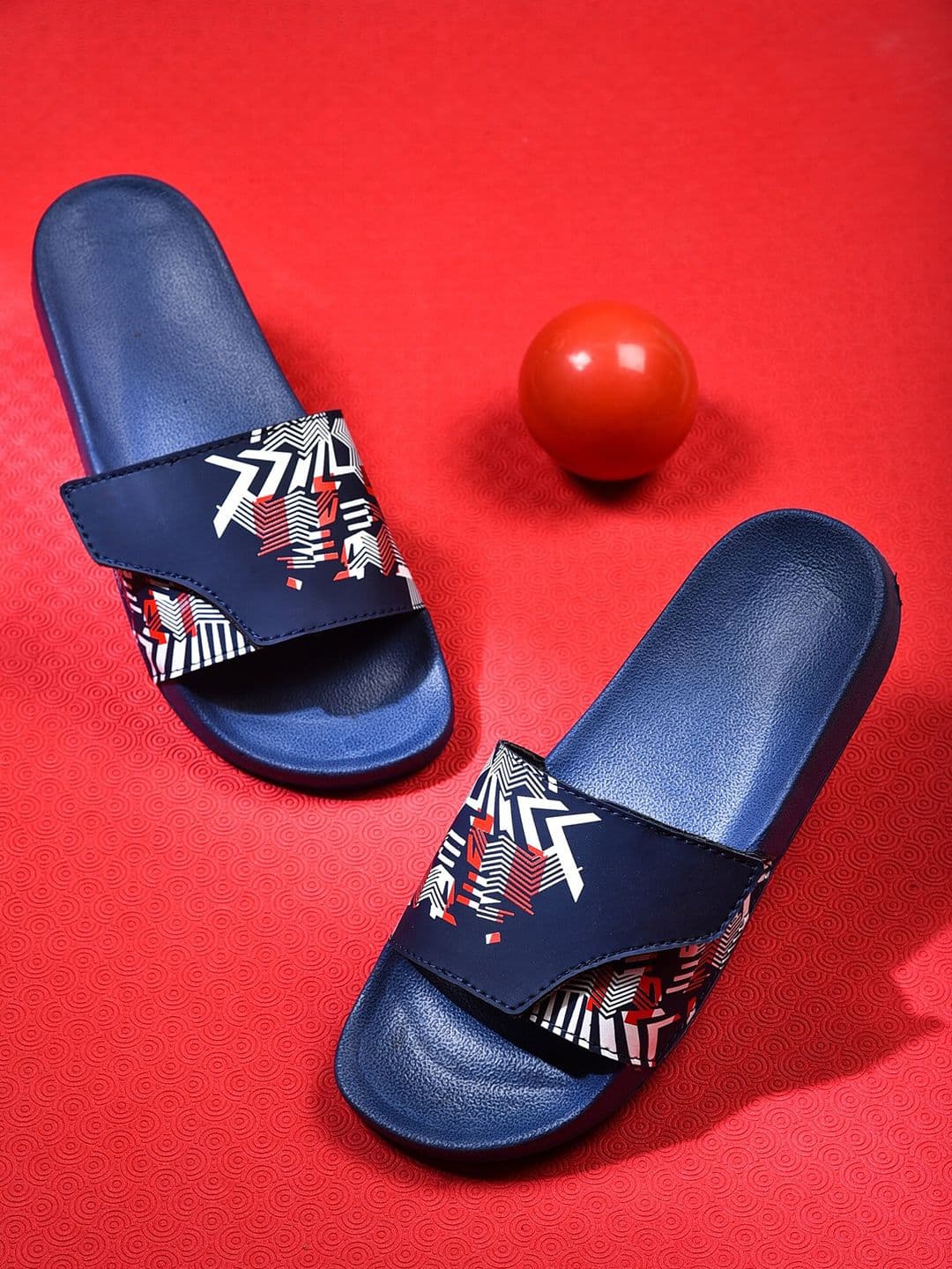 Greentech Men Printed Rubber Sliders With Velcro Closure - view 1