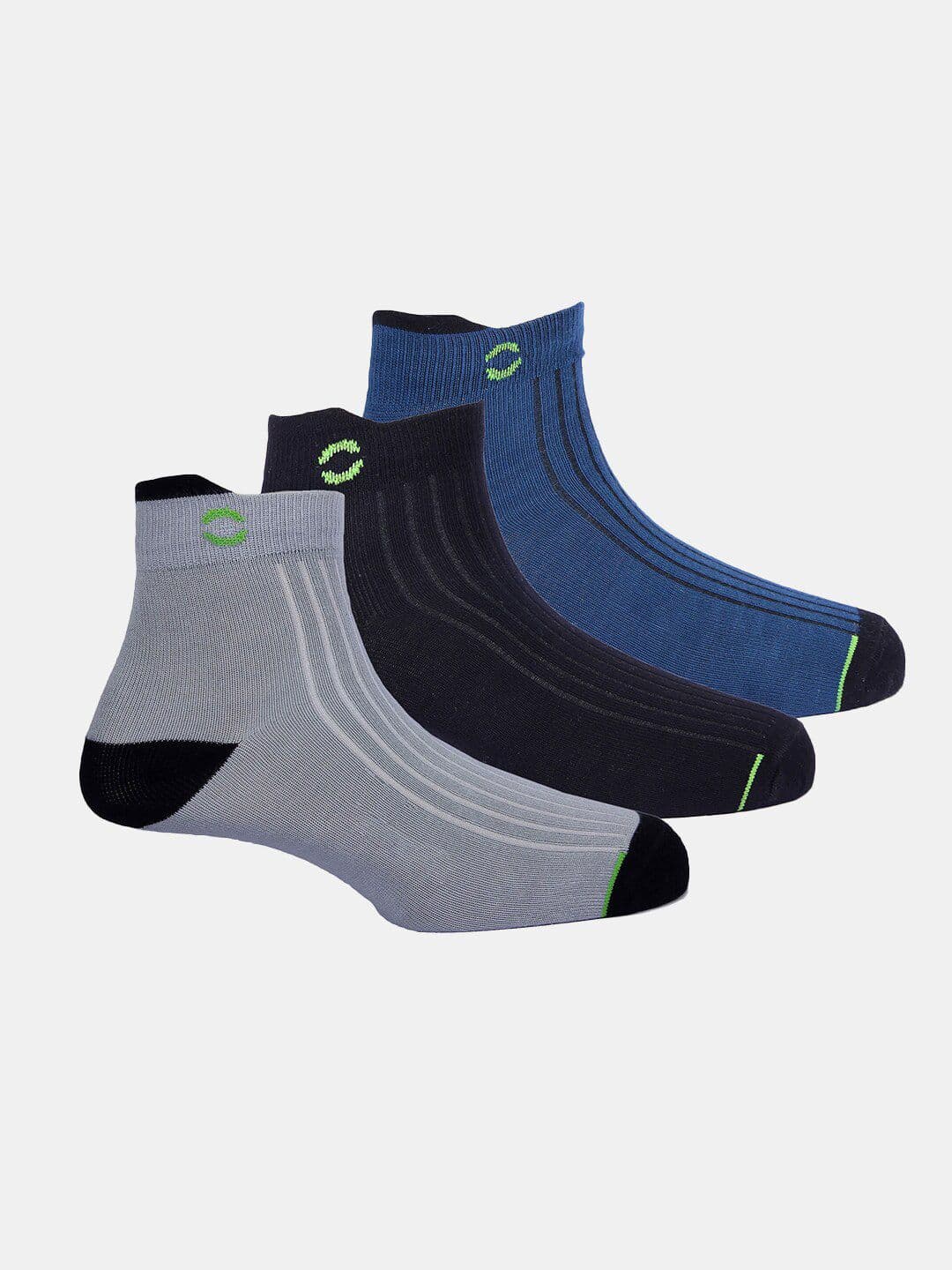 FREECULTR Unisex Pack Of 3 Striped Ankle-Length Odour Resistant Socks - view 1