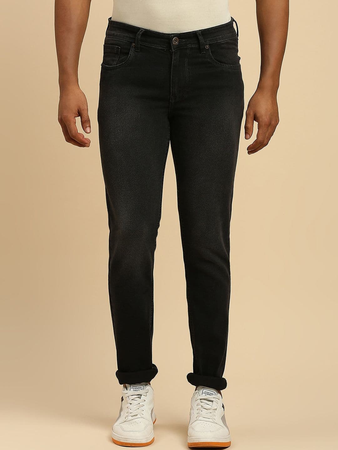HJ HASASI Men Slim Fit Light Fade Acid Wash Clean Look Stretchable Jeans - view 1
