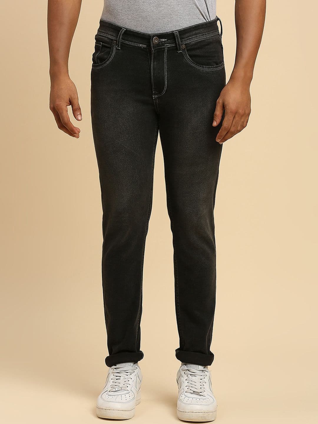 HJ HASASI Men Slim Fit Light Fade Acid Wash Clean Look Stretchable Jeans - view 1