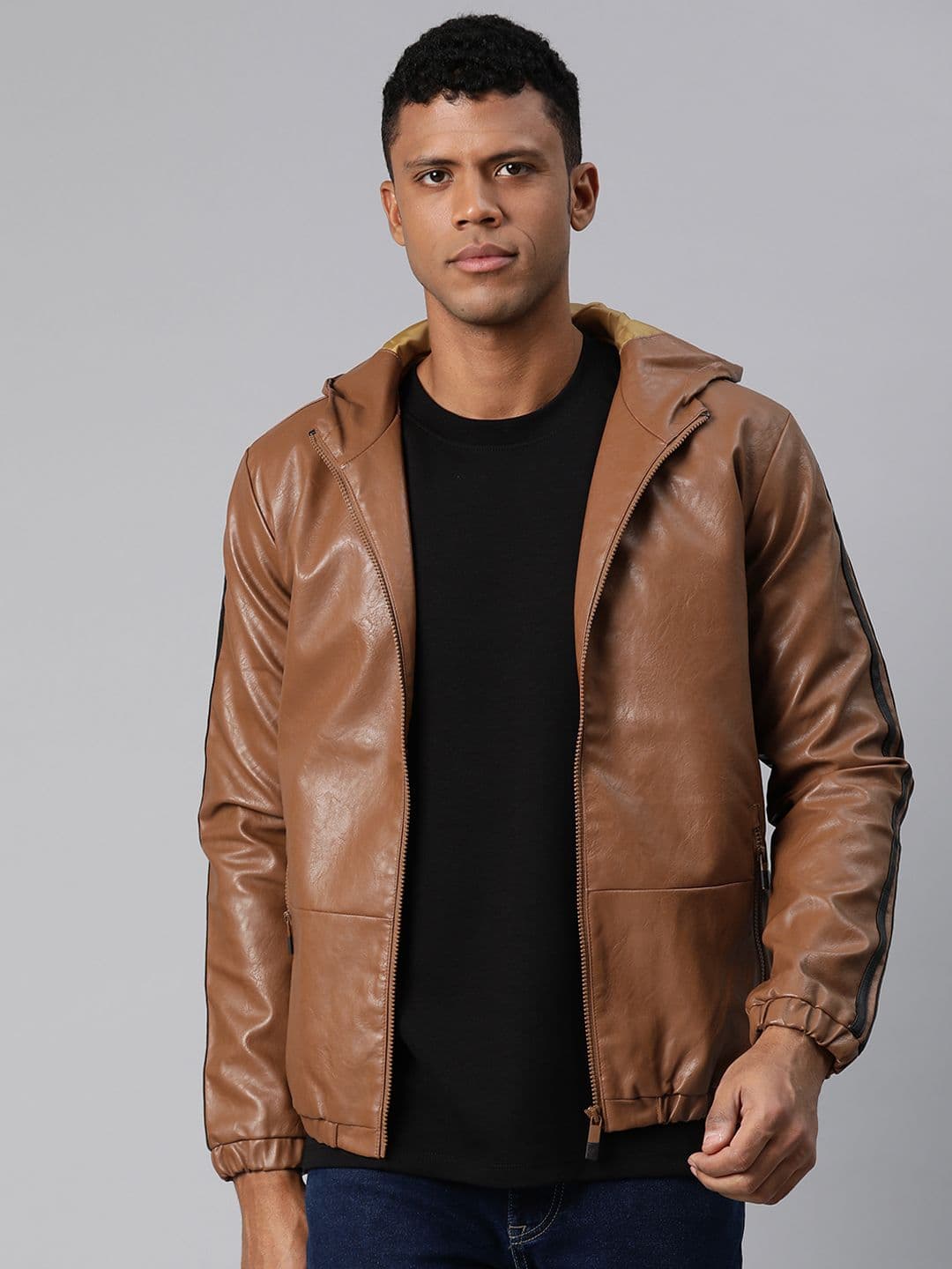 Pierre Carlo Men Solid Leather Jacket - view 1