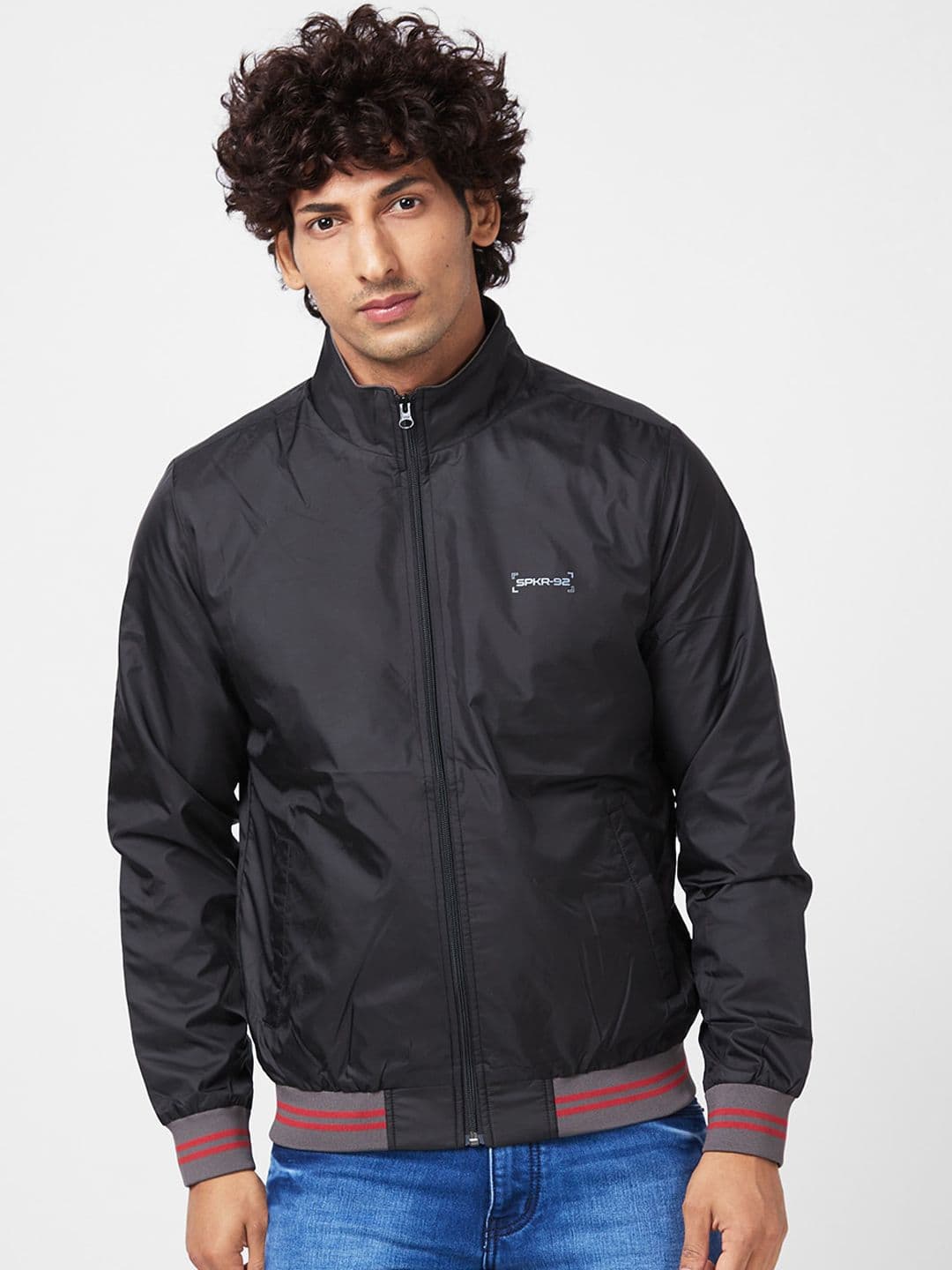 SPYKAR Stand Collar Zip Detail Bomber Jacket - view 1