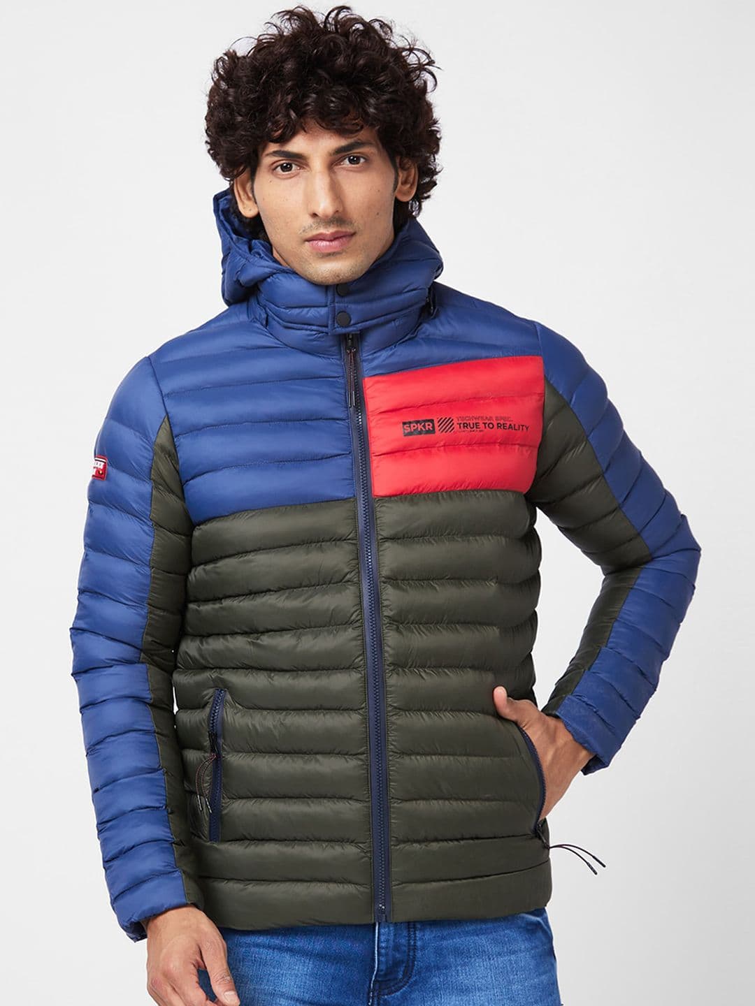 SPYKAR Colourblocked Hooded Padded Jacket - view 1