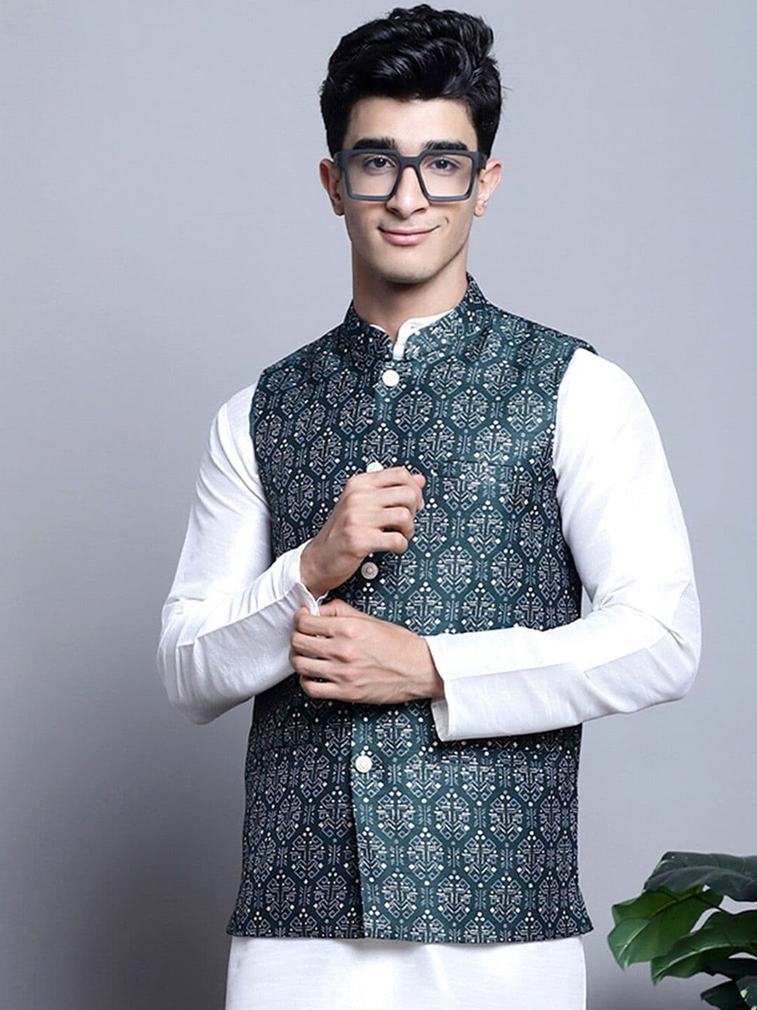 Jompers Printed Nehru Jacket - view 1
