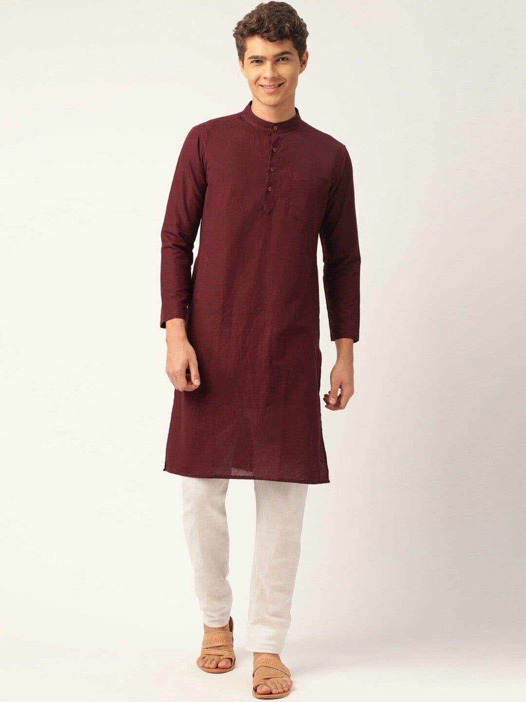 Kryptic Mandarin Collar Pure Cotton Kurta - view 1