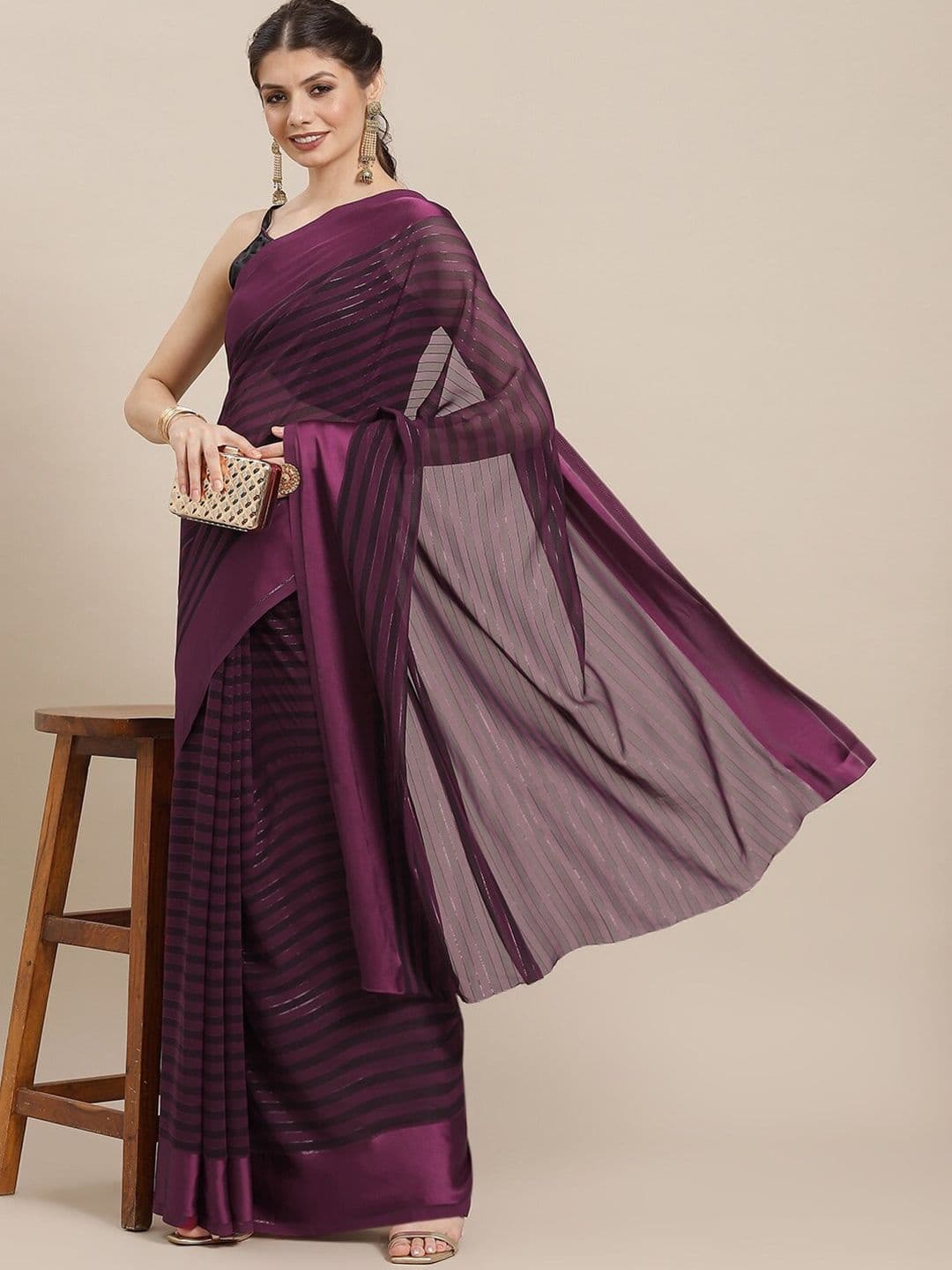 KALINI Striped Silk Blend Saree - view 1