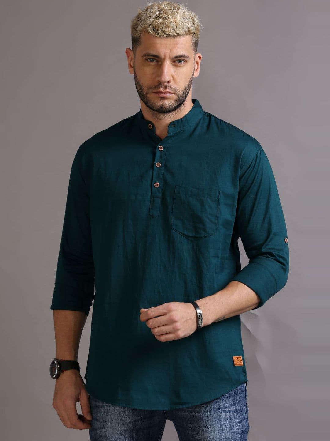 Tallwalker Mandarin Collar Short Kurta - view 1