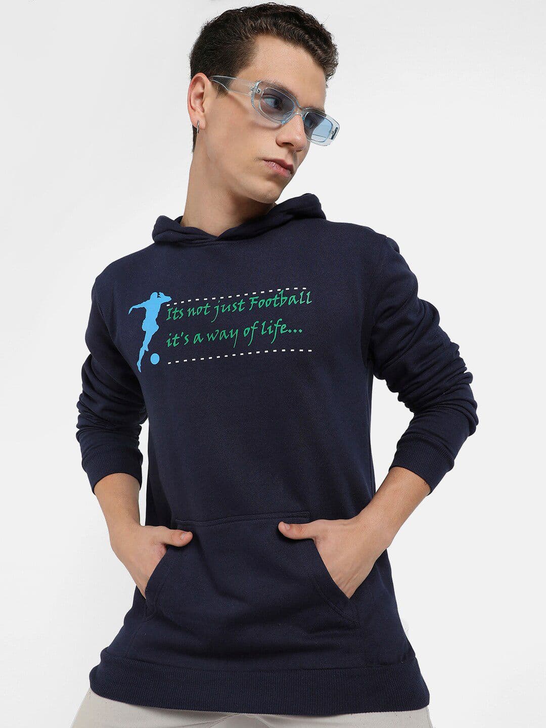 CAHOOT Typography Printed Hooded Cotton Pullover Sweatshirt - view 1