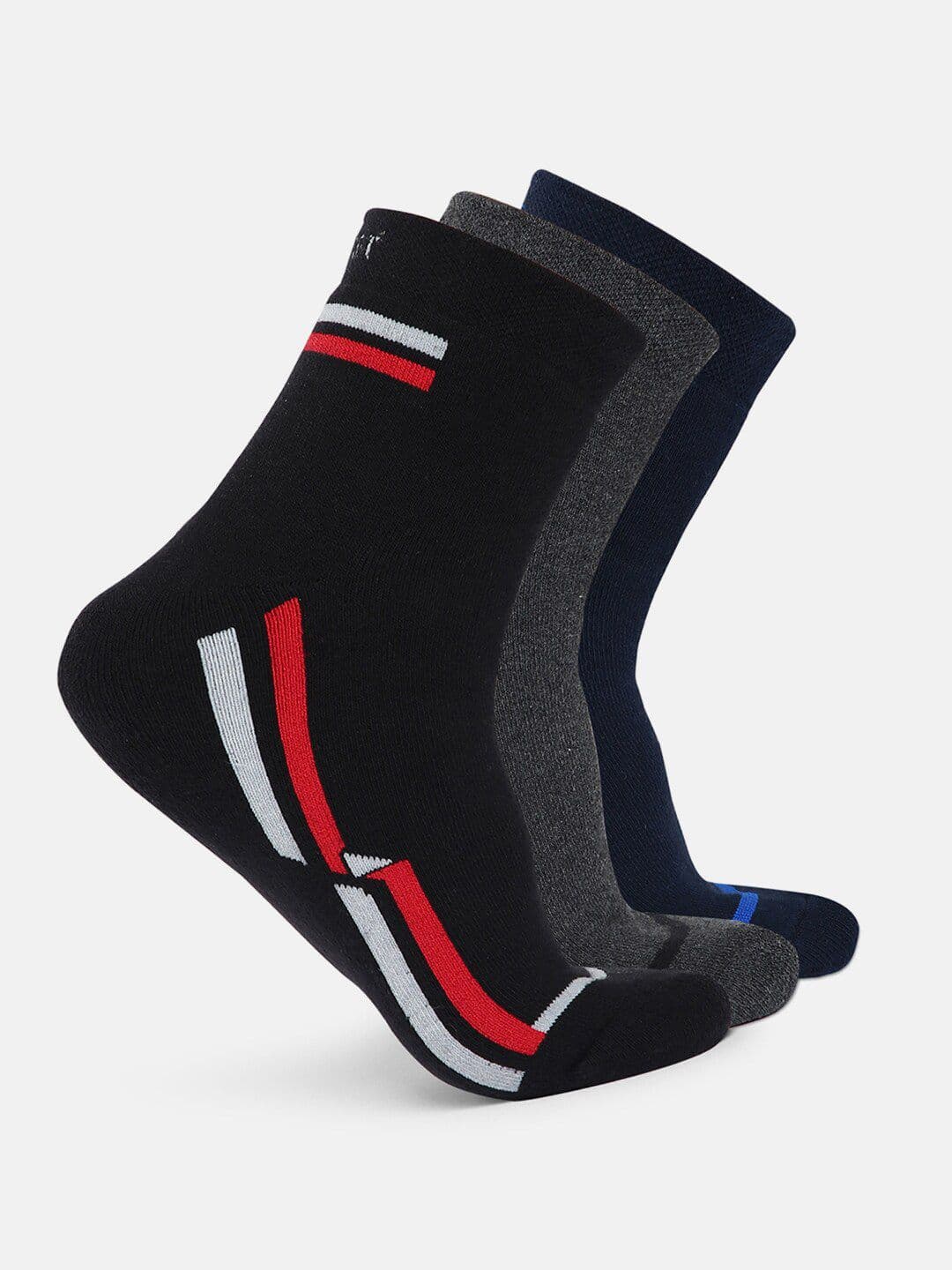 CRUSSET Men Pack Of 3 Assorted Cotton Above Ankle-Length Socks - view 1