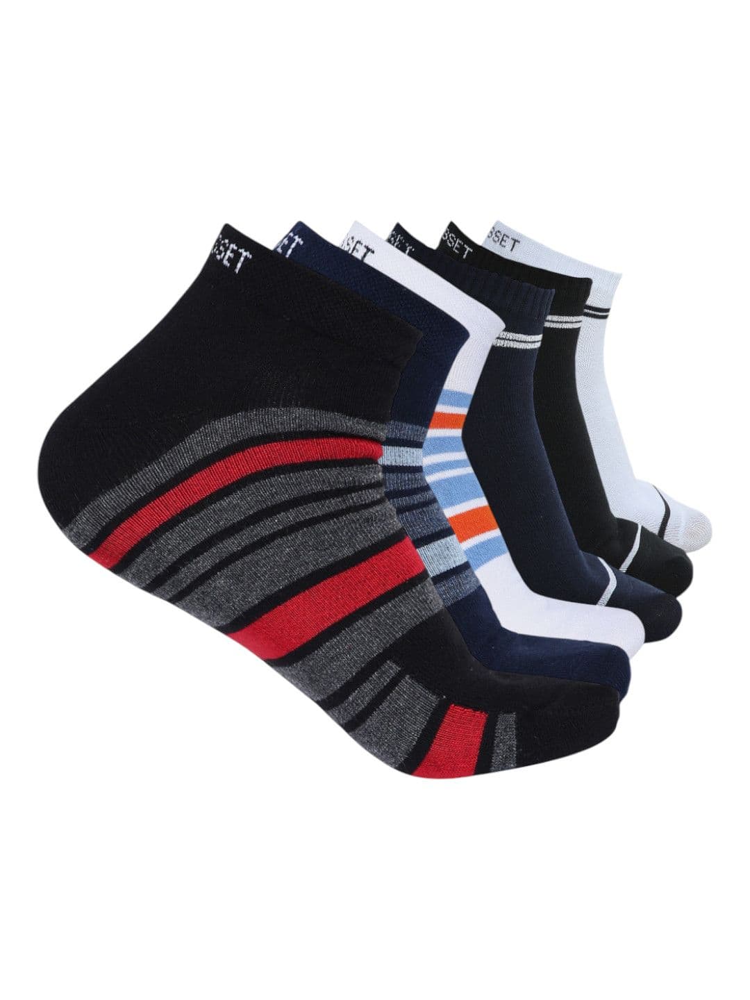 CRUSSET Men Pack Of 6 Striped Assorted Cotton Ankle-Length Socks - view 1