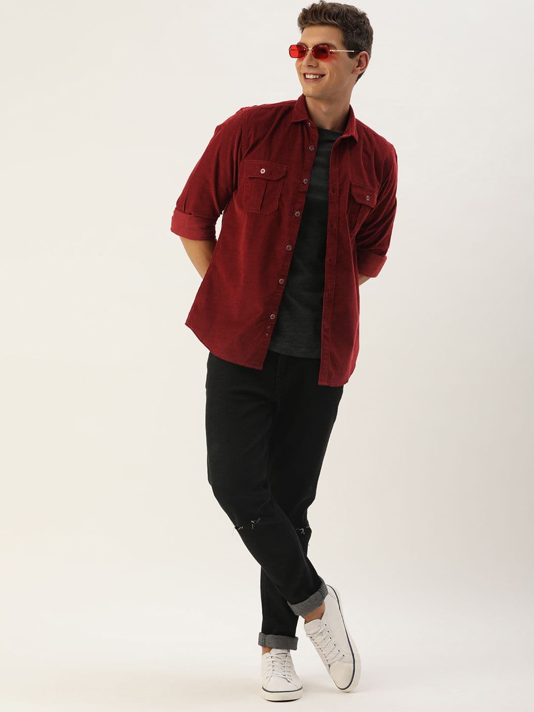 Mast & Harbour Men Standard Corduroy Cotton Shirt - view 1