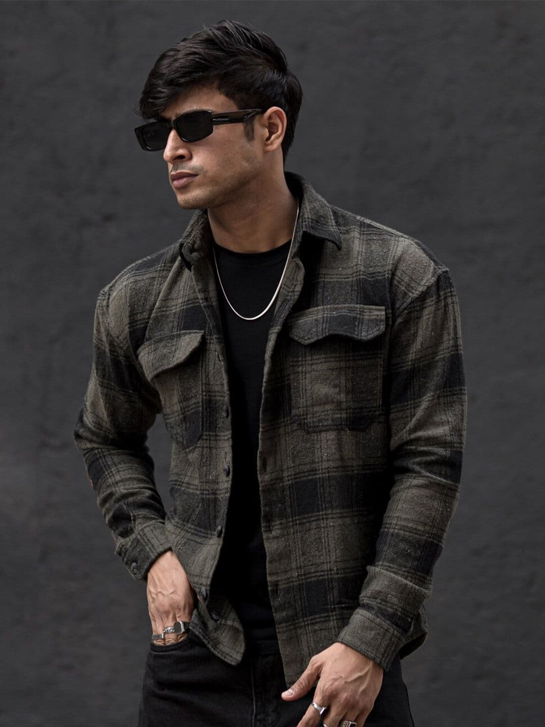 Powerlook India Slim Tartan Checks Checked Drop-Shoulder Sleeves Oversize Casual Shirt - view 1