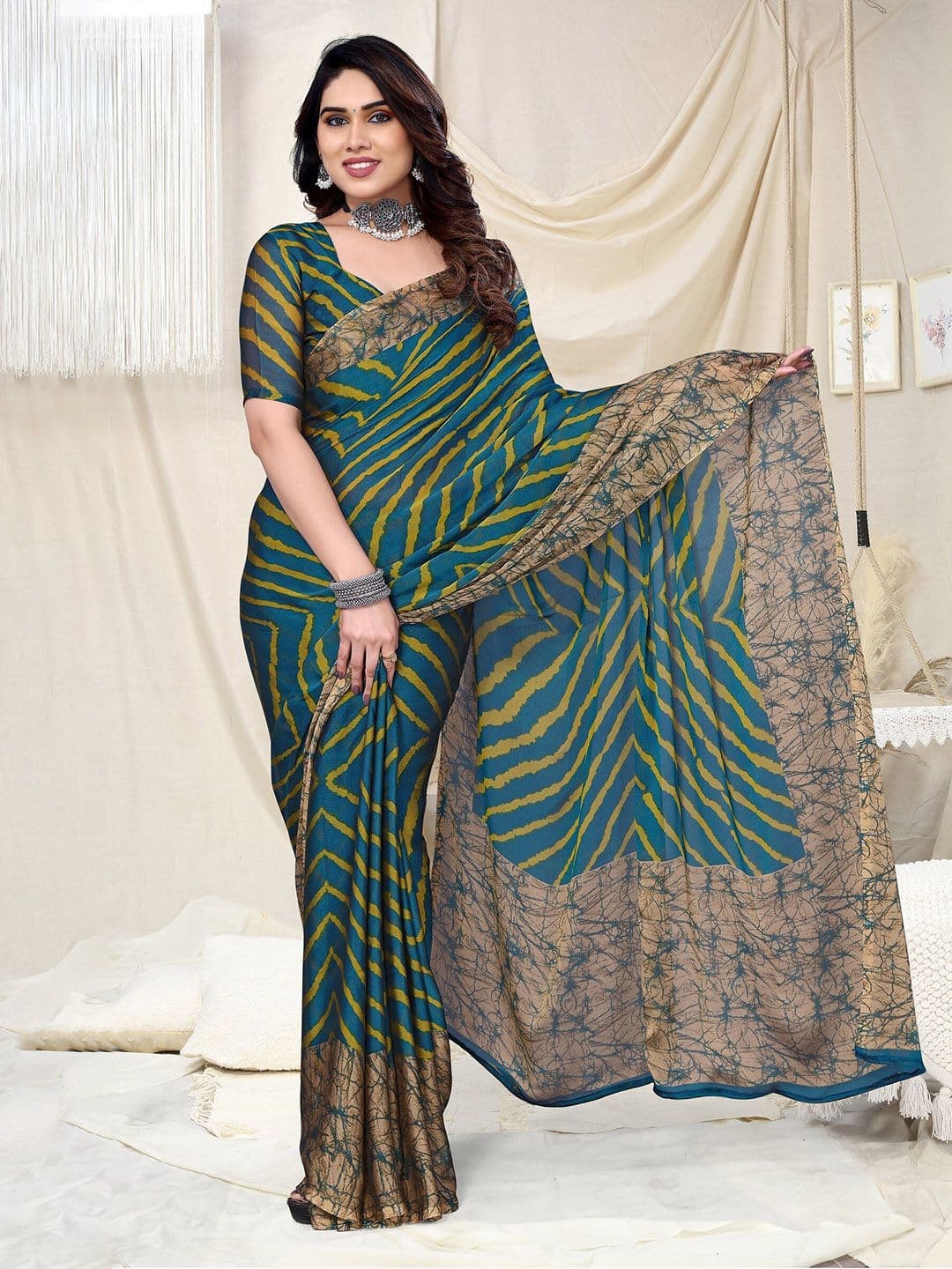 FABMORA Leheriya Printed Saree - view 1