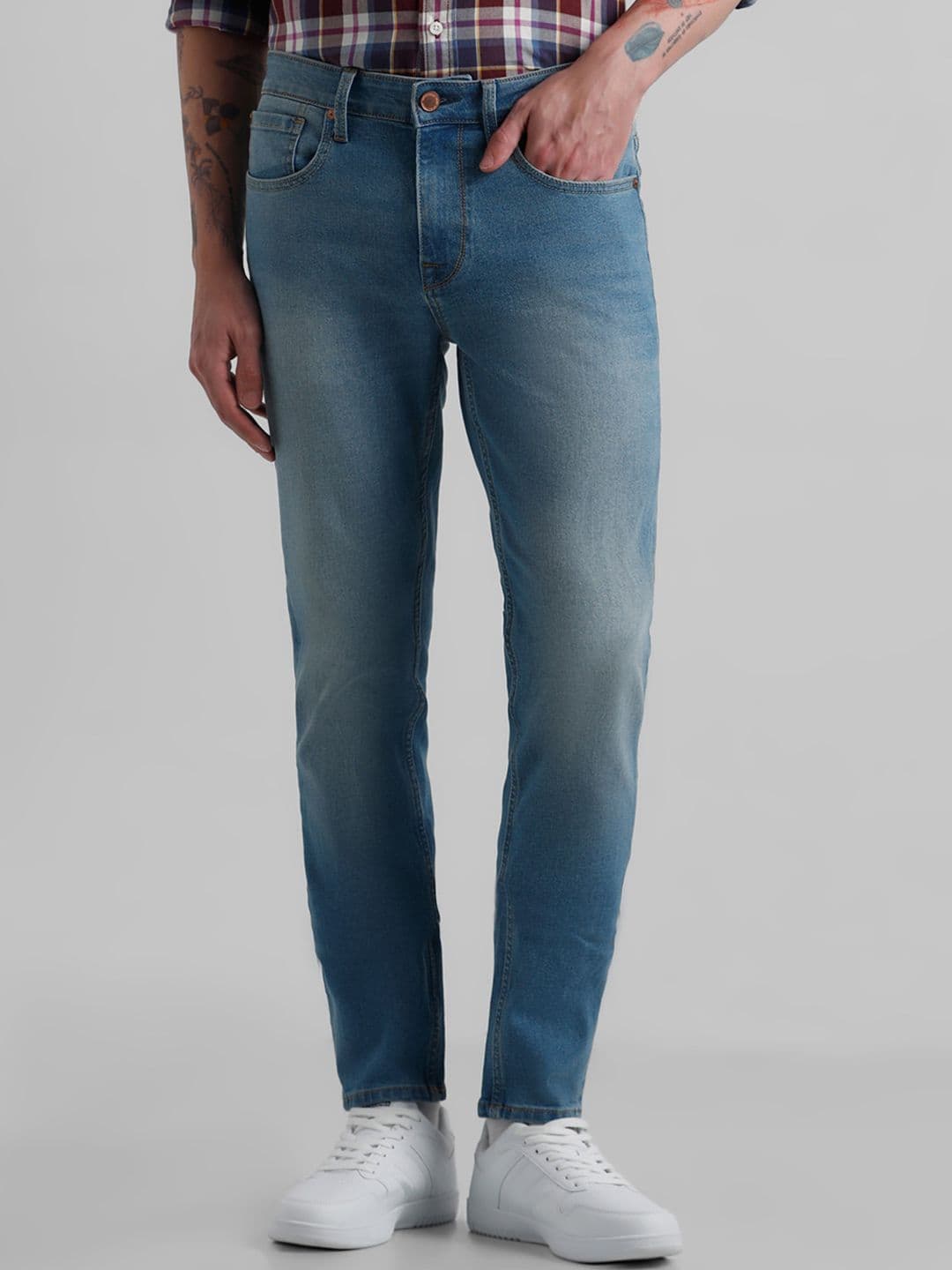 Jack & Jones Men Mid Rise Slim Fit Heavy Fade Stretchable Jeans - view 1