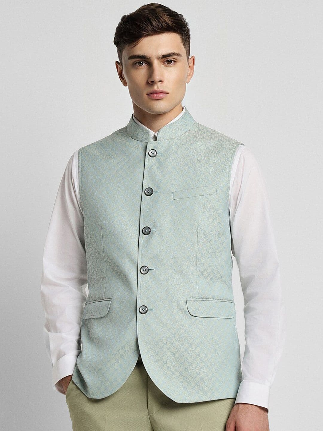 Peter England Elite Checked Nehru Jackets - view 1