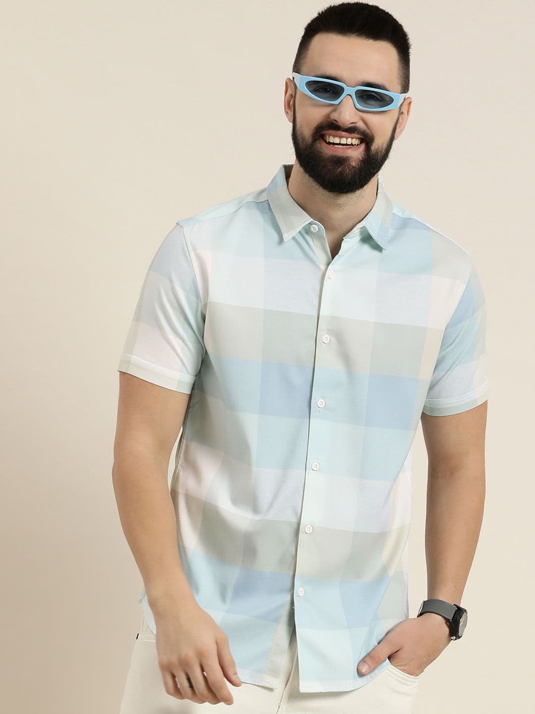 HERE&NOW Men Slim Fit Opaque Checked Casual Shirt - view 1