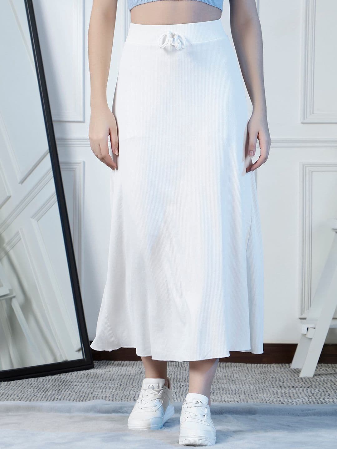 NEUDIS Ribbed Flared A-Line Maxi Skirt - view 1