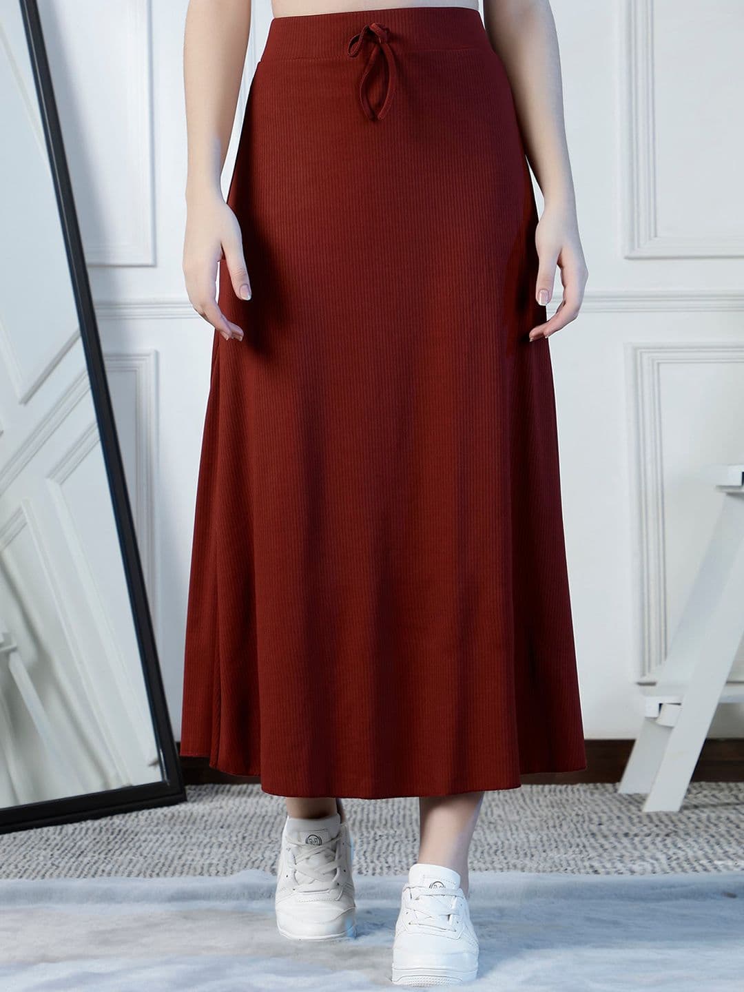NEUDIS Ribbed Flared A-Line Maxi Skirt - view 1