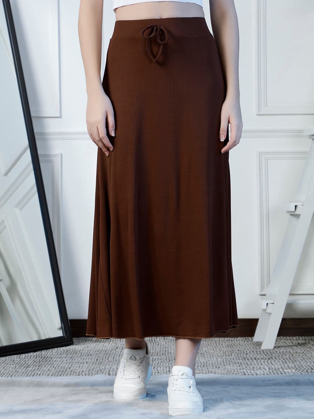 NEUDIS Ribbed Flared A-Line Maxi Skirt - view 1