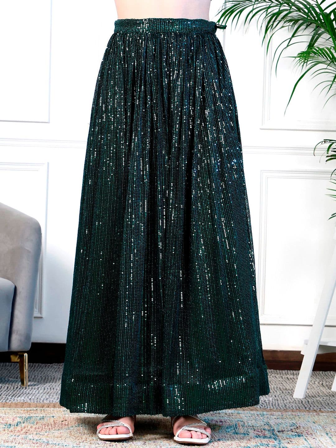 NEUDIS Embellished Sequinned Maxi Flared Lehenga Skirt - view 1