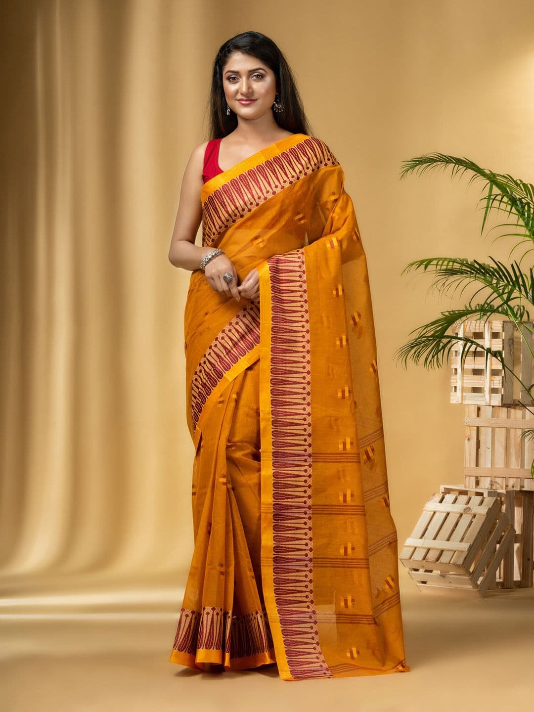 DESH BIDESH Ethnic Motifs Woven Design Pure Cotton Taant Saree - view 1