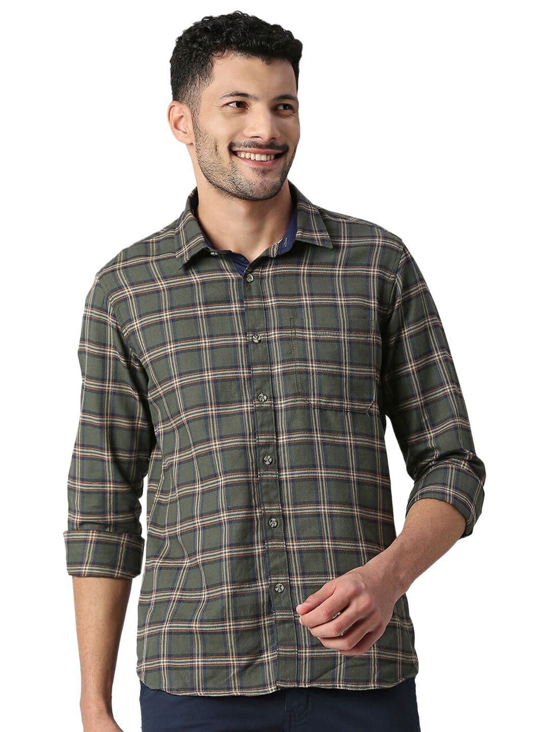SNX Classic Tailored Fit Tartan Checked Pure Cotton Casual Shirt