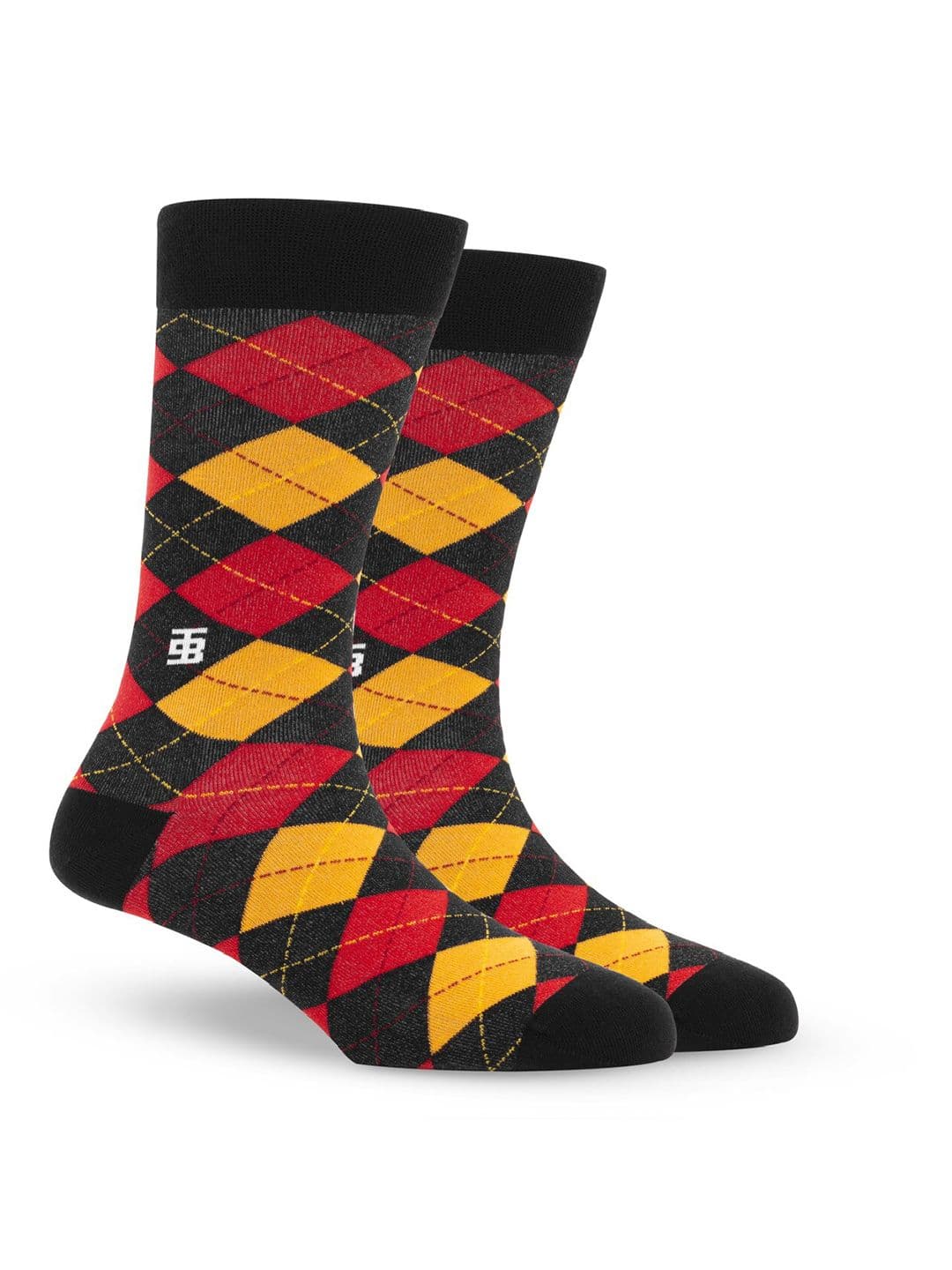 SockSoho Men Checked Cotton Calf-Length Socks - view 1