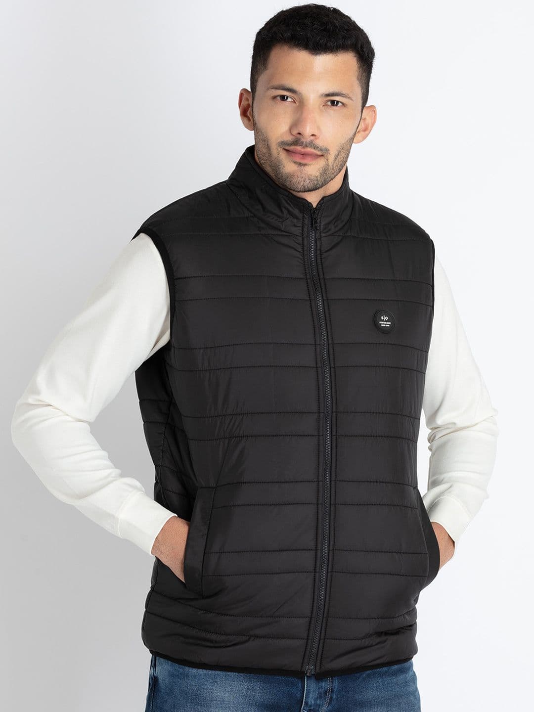 Status Quo Stand Collar Sleeveless Padded Jacket - view 1
