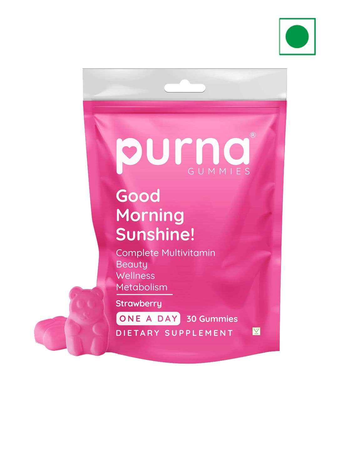 Purna Gummies Good Morning Sunshine Strawberry Immunity Multivitamin Gummies - 30 Gummies - view 1
