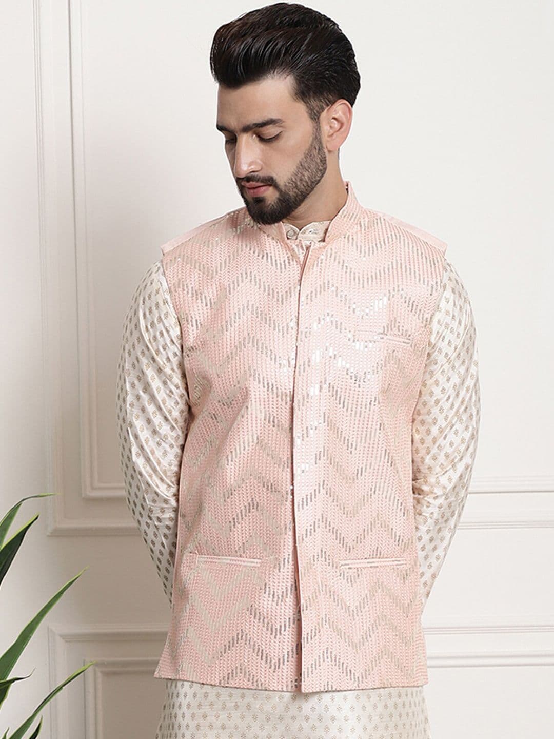 SOJANYA Men Embellished Mandarin Collar Nehru Jacket - view 1