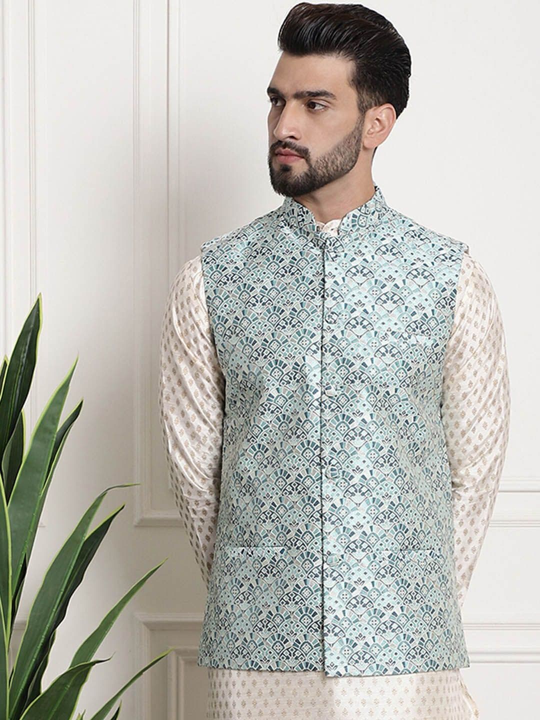 SOJANYA Ethnic Motifs Woven Design Nehru Jackets - view 1