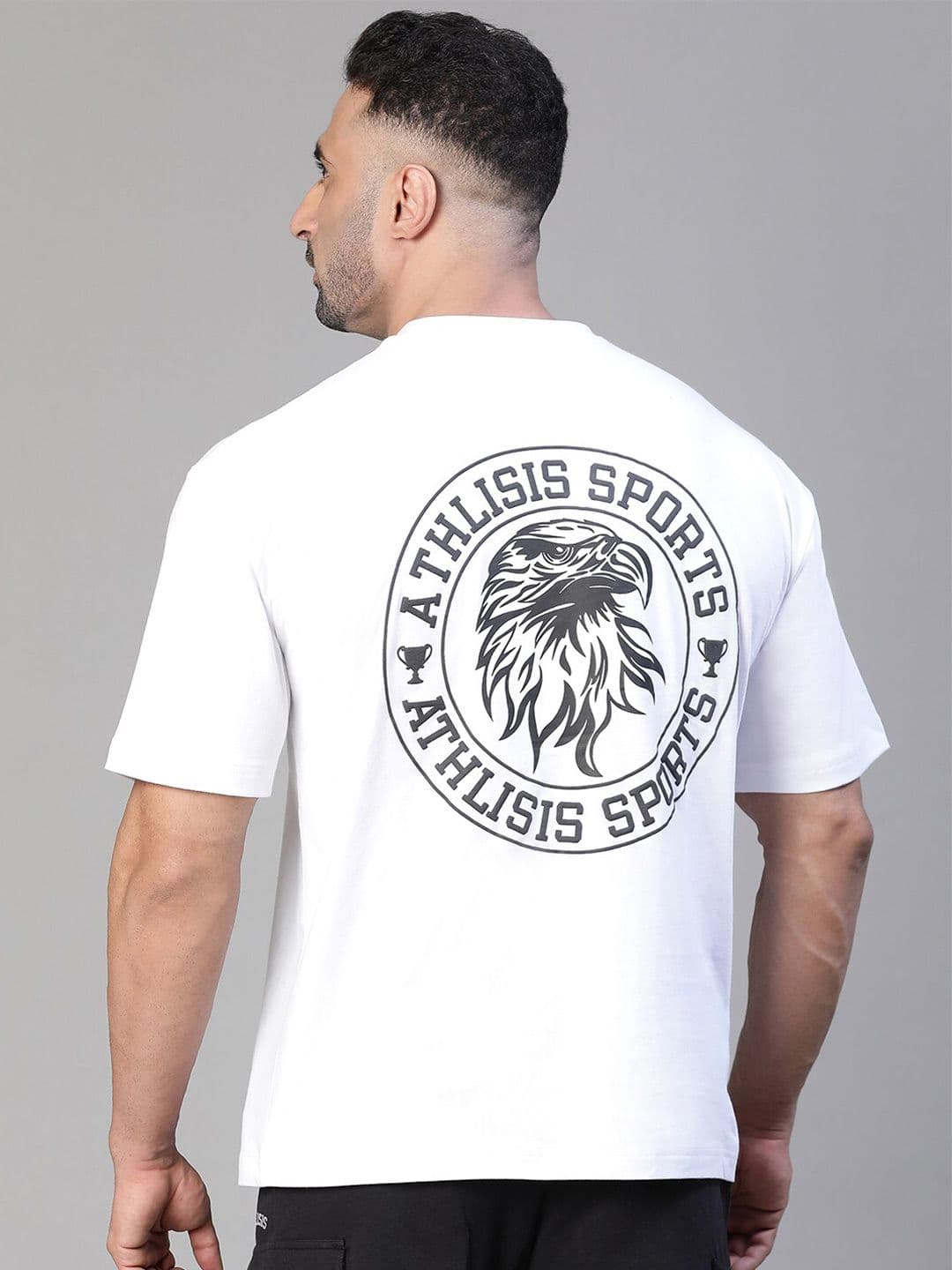ATHLISIS Typography Printed Bio Finish Oversized Cotton T-shirt - view 1