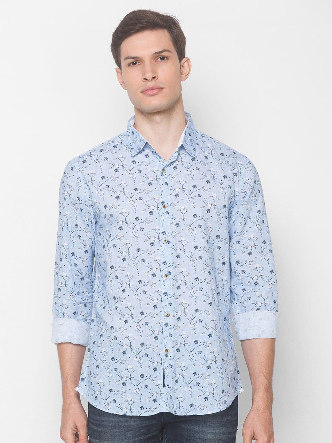 SNX Classic Tailored Fit Floral Printed Pure Cotton Casual Shirt - view 1