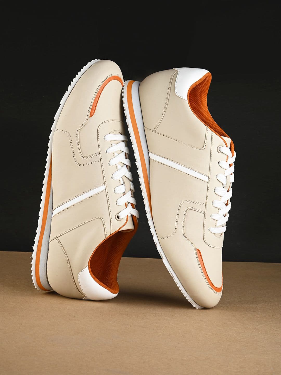 HRX by Hrithik Roshan Men Beige & White Retro Lightweight Comfort Insole Basics Sneakers - view 1