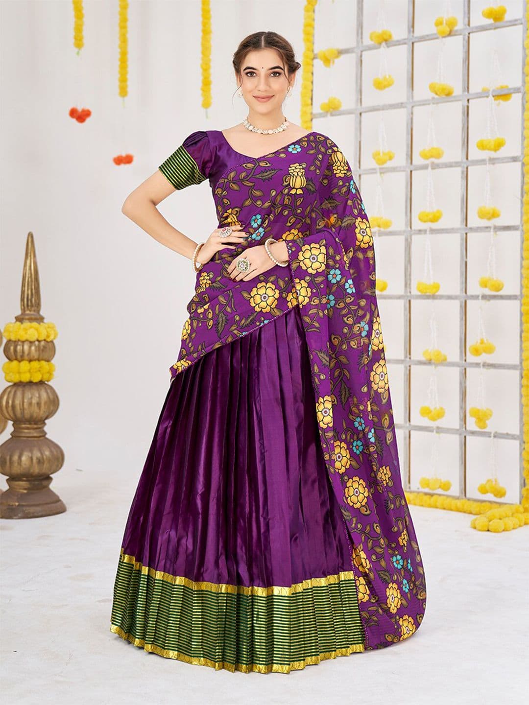 SHOPGARB Semi-Stitched Lehenga & Unstitched Blouse With Dupatta - view 1