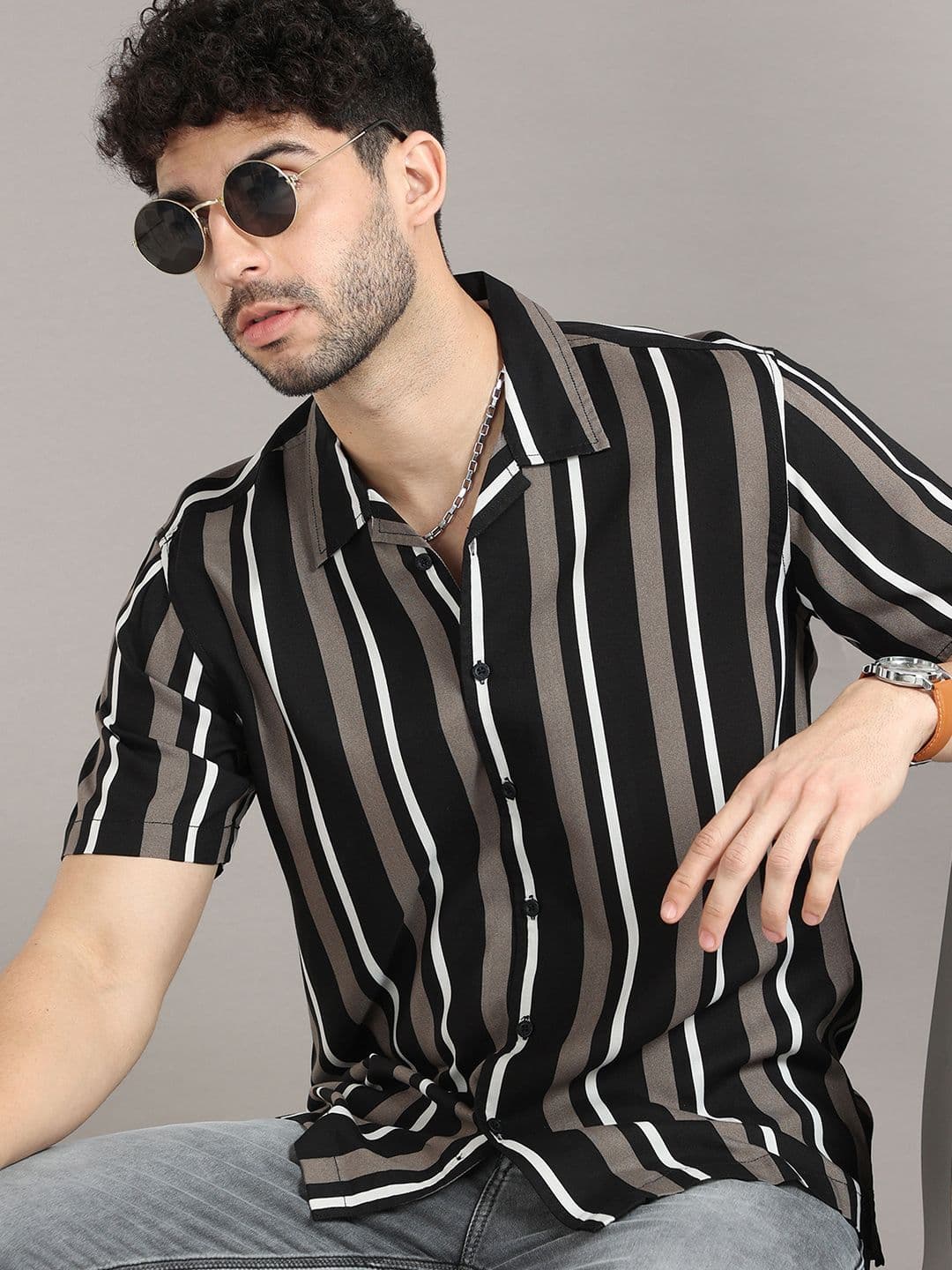 HERE&NOW Black Striped Casual Shirt - view 1