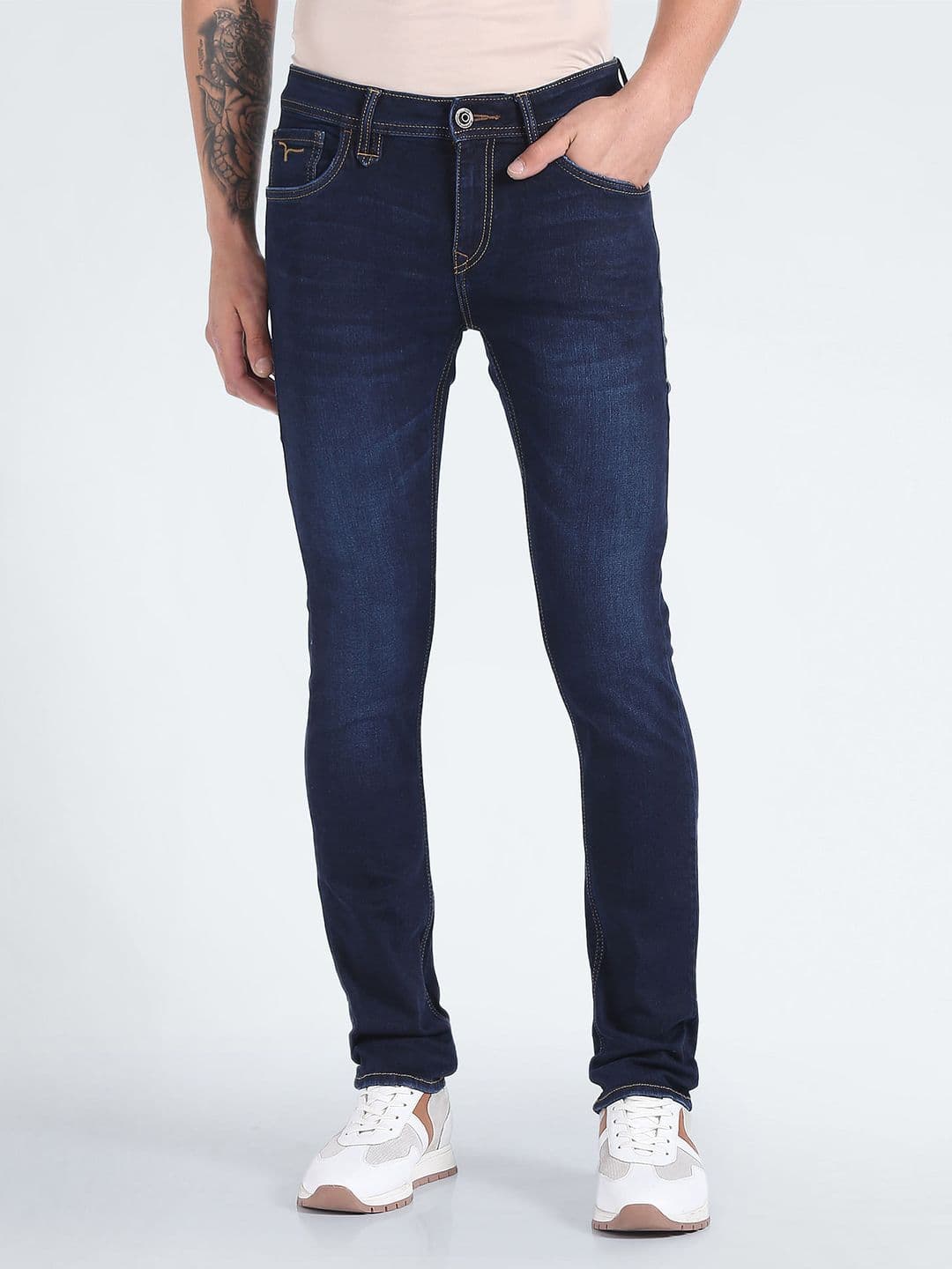 Flying Machine Men Blue Slim Fit Mid-Rise Clean Look Stretchable Jeans - view 1