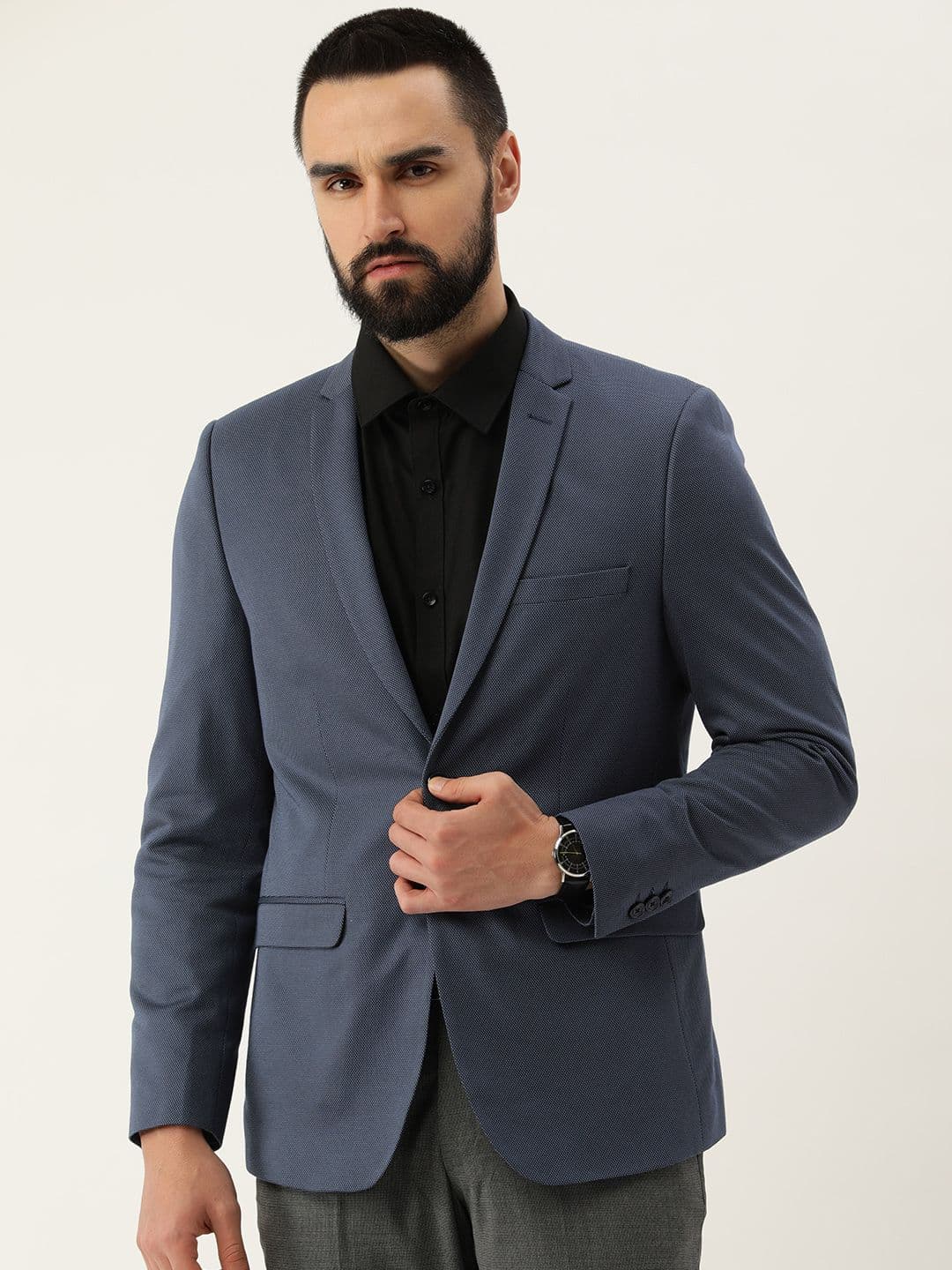 Peter England Elite Self Design Slim Fit Single-Breasted Formal Blazers - view 1