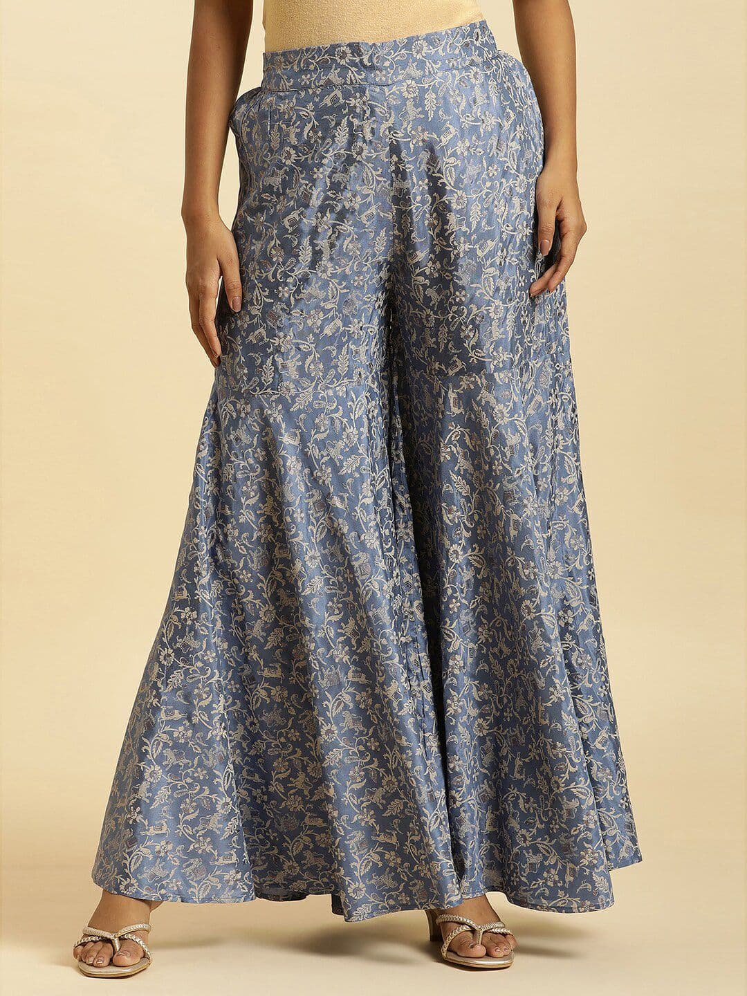 W Women Floral Printed Flared Ethnic Palazzos - view 1