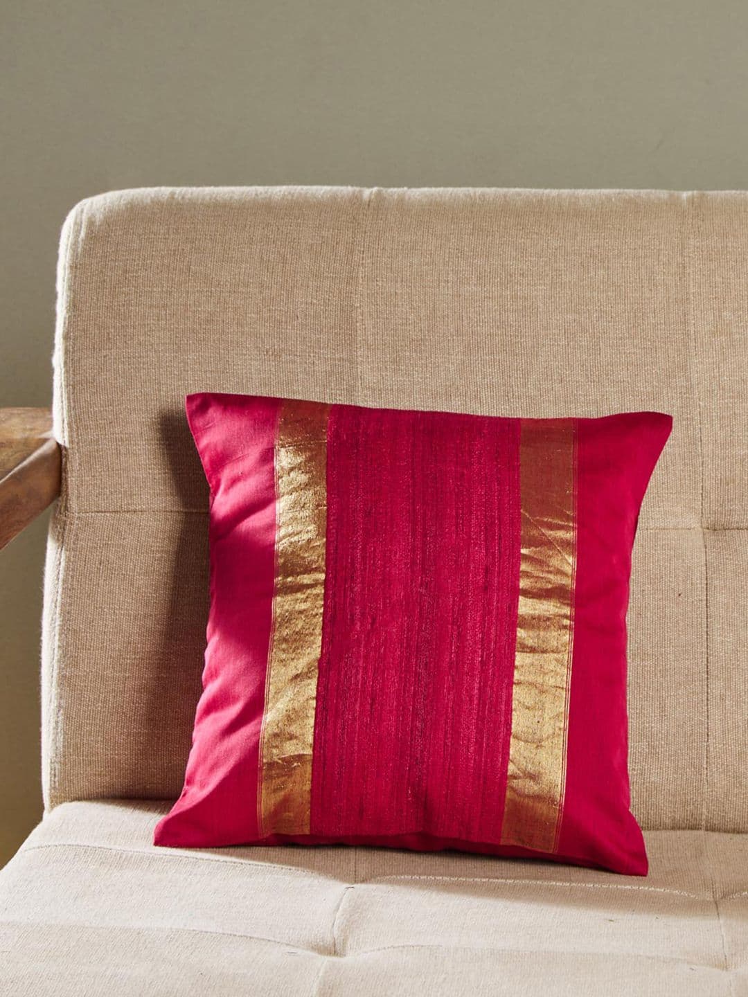 Fabindia Zena Maheshwari Cotton Washable Patchwork Square Cushion Covers - 12 x 12 In - view 1
